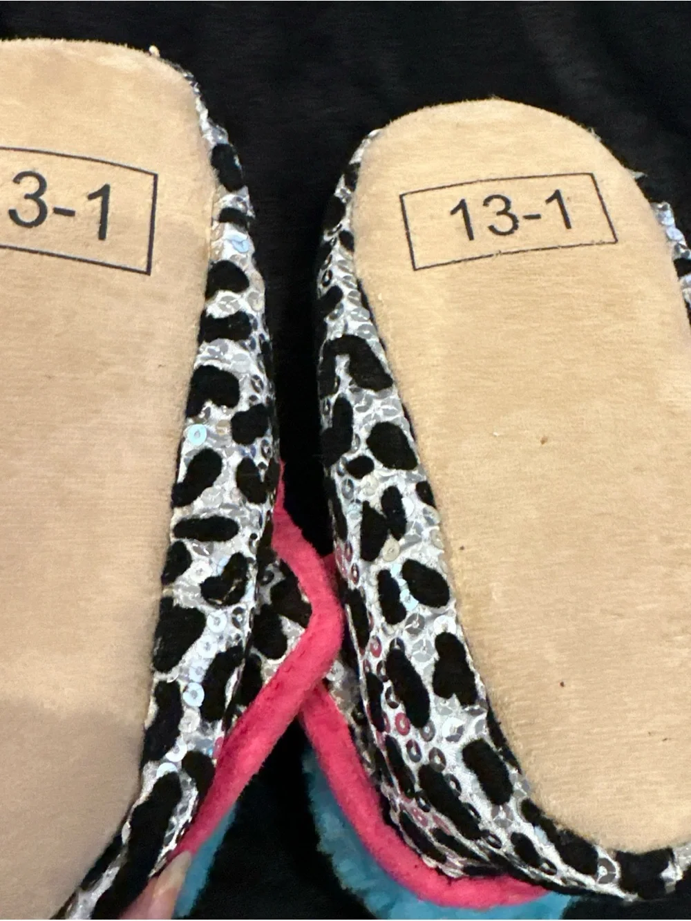 Leopard Sequin Cozy Slippers with Bright Trim